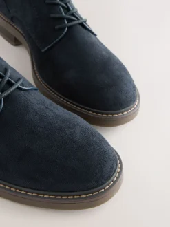 Marineblauw - Suedette Derby schoenen