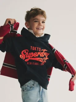 Marineblauw - Superdry hoodie met logo