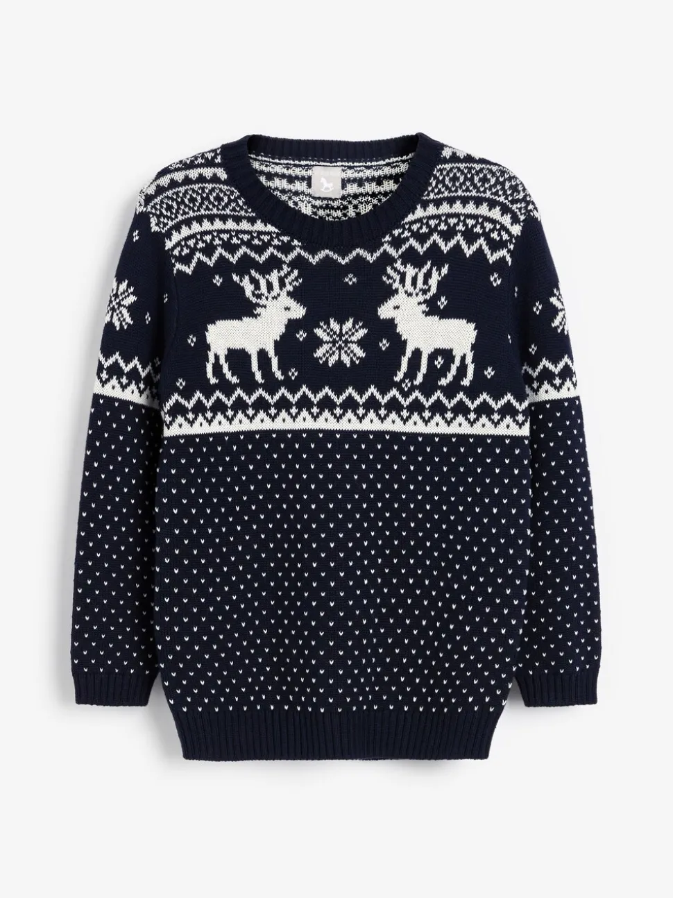 Marineblauw - The Little Tailor kinderkersttrui met rendier-fairislepatroon