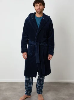 Marineblauw - Threadbare - Behaaglijke kamerjas met capuchon