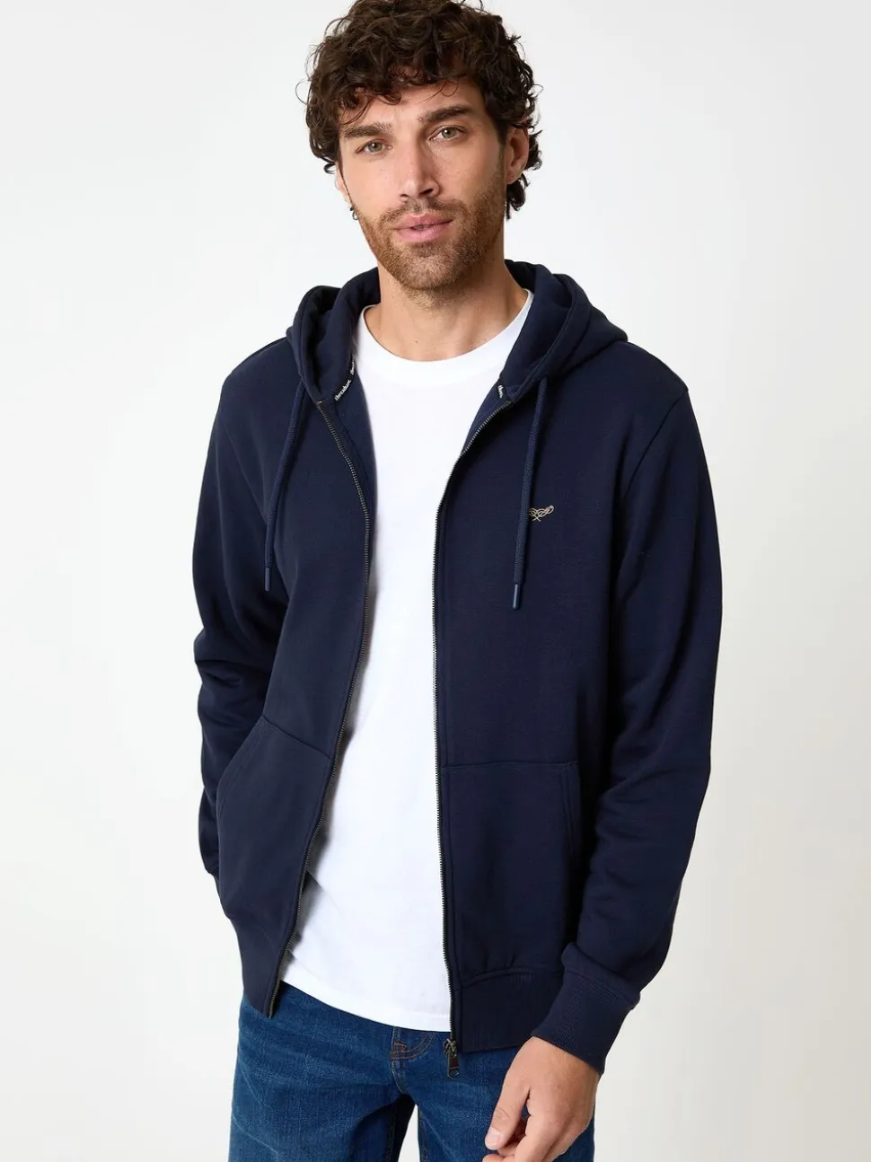Marineblauw - Threadbare - Hoodie met rits