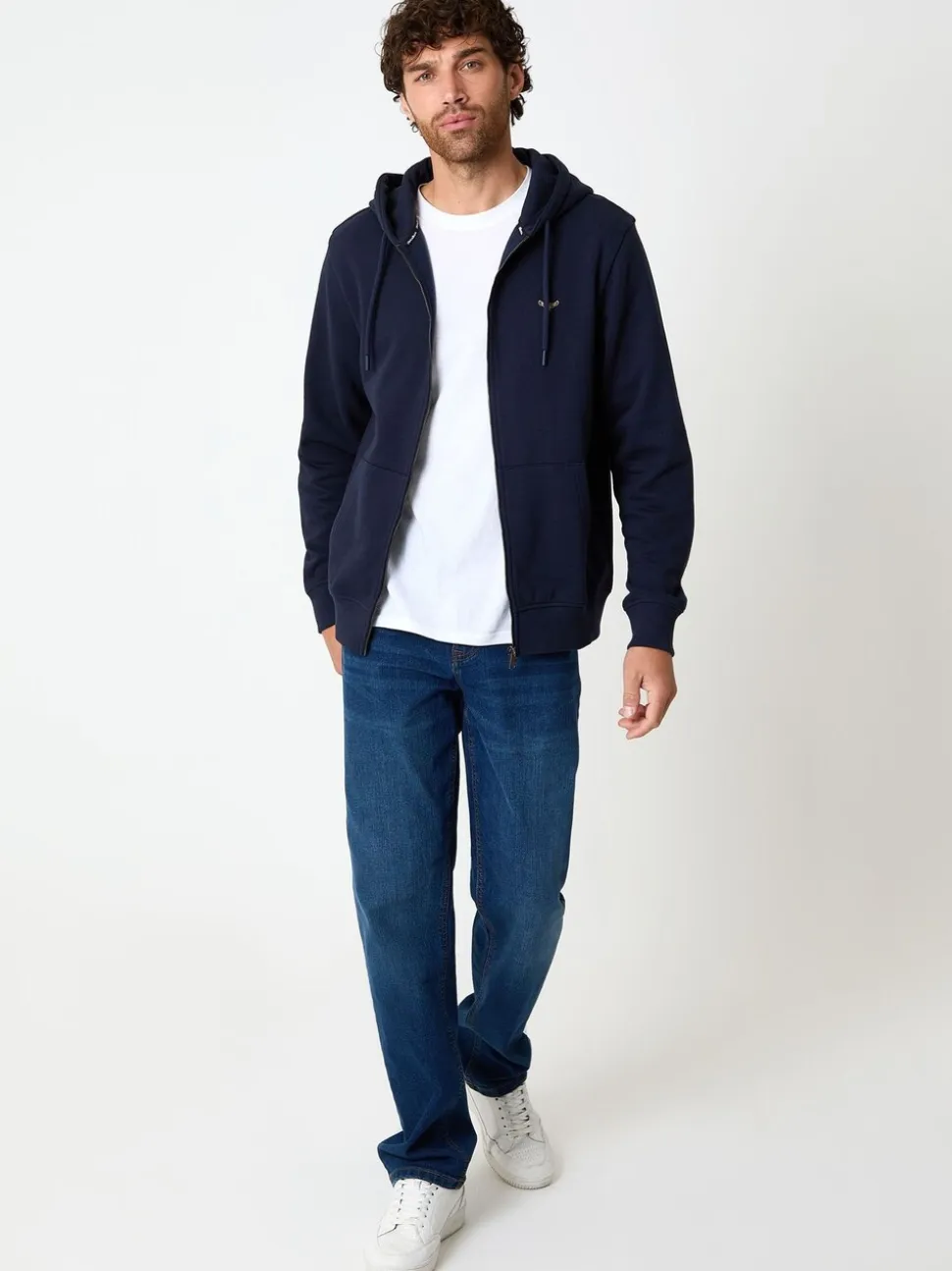 Marineblauw - Threadbare - Hoodie met rits