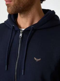 Marineblauw - Threadbare - Hoodie met rits