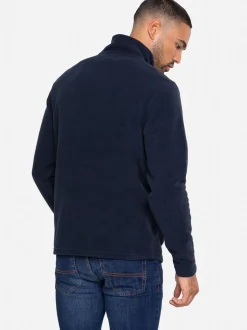 Marineblauw - Threadbare fleece sweatshirt met korte rits