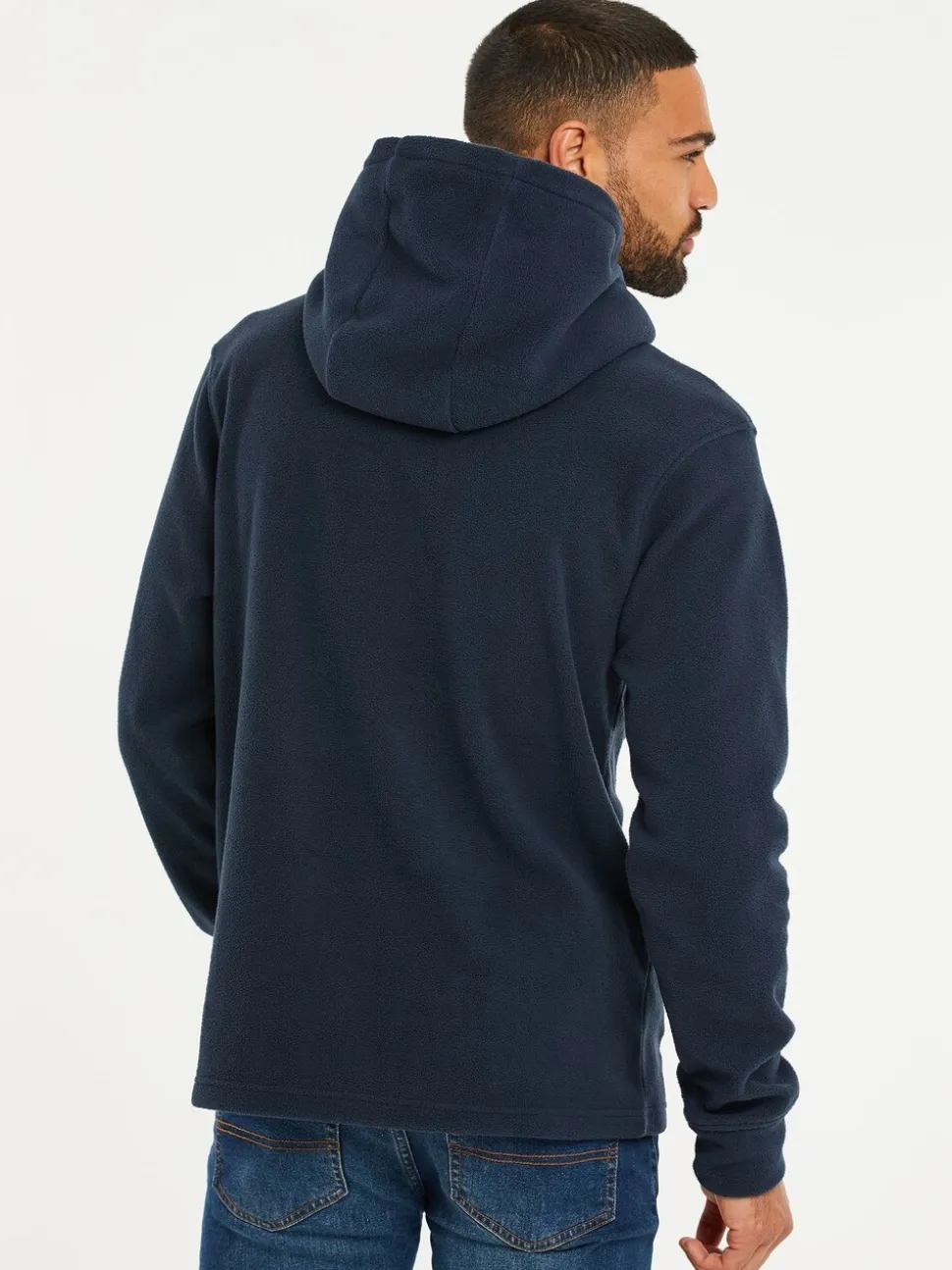 Marineblauw - Threadbare pullover-hoody van microfleece