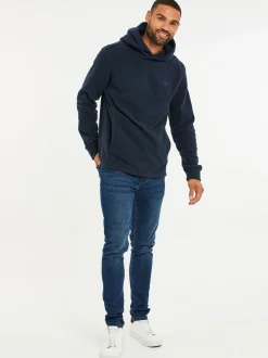 Marineblauw - Threadbare pullover-hoody van microfleece