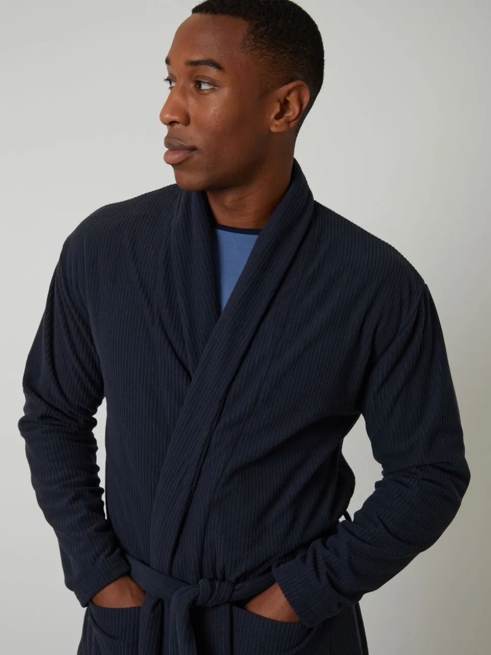 Marineblauw - Threadbare Waffle Fleece Dressing Gown