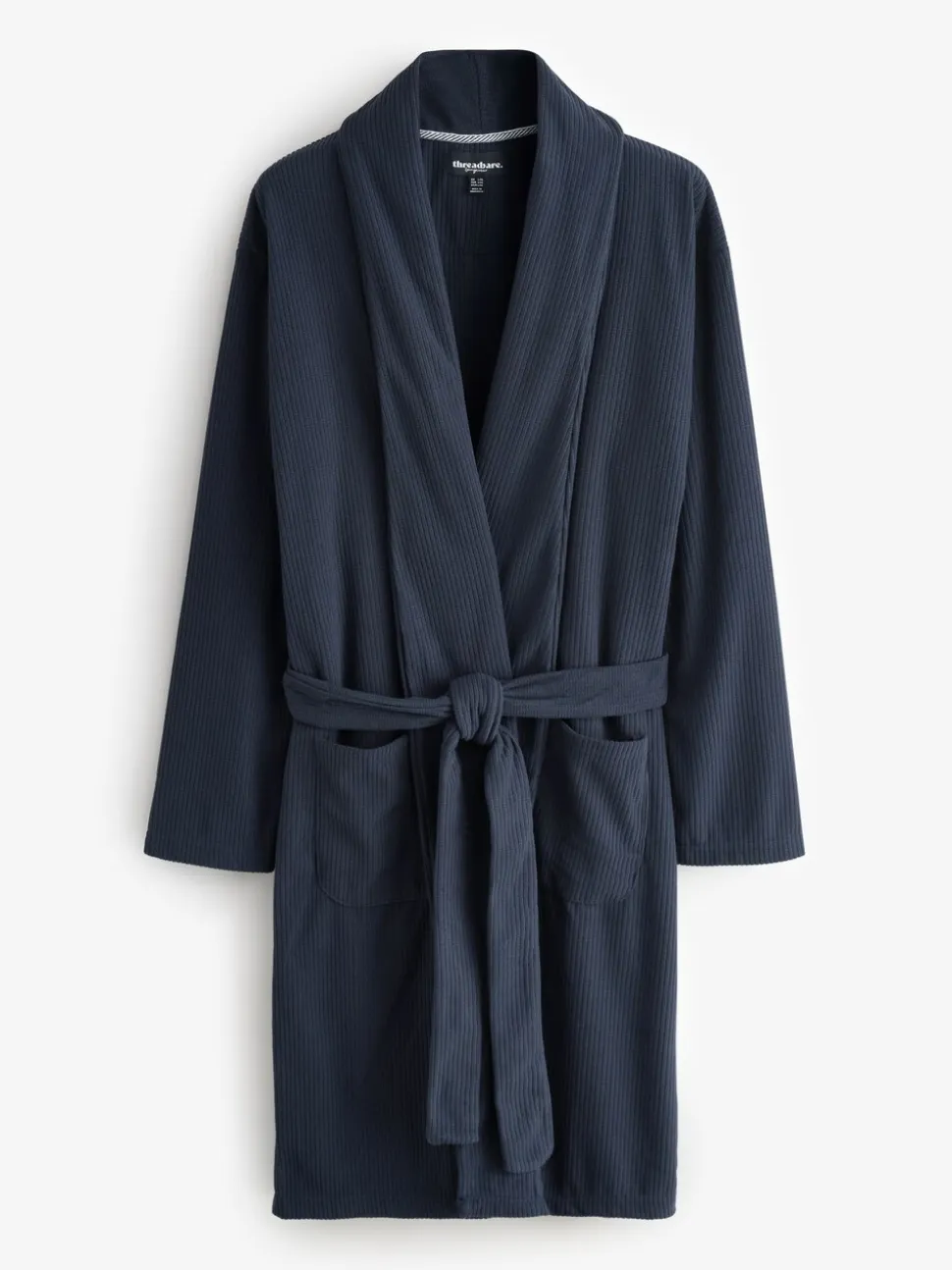 Marineblauw - Threadbare Waffle Fleece Dressing Gown