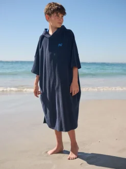 Marineblauw - Towelling Poncho (3-16yrs)