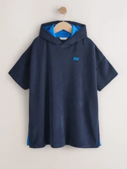 Marineblauw - Towelling Poncho (3-16yrs)