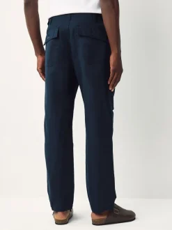 Marineblauw - Vermoeidheidszakken Katoen-linnen broek