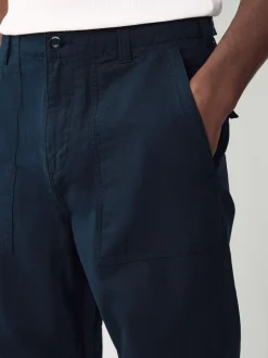 Marineblauw - Vermoeidheidszakken Katoen-linnen broek