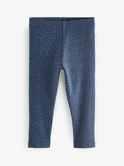 Marineblauw - Verpakking van 5 geribbelde Leggings (3mnd -7jr)