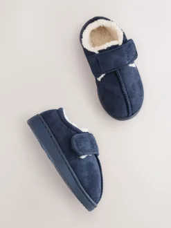 Marineblauw - Warm gevoerde pantoffels met kuipzool