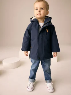Marineblauw - Waterdichte parka met borgvoering (3mnd -7jr)
