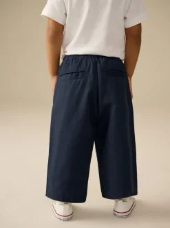 Marineblauw - Wijde pijpen 100% katoenen chino broek met elastische tailleband (3mnd-7jr)