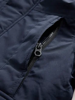 Marineblauw - Zware regenbestendige parka met imitatiebontrand (3-16jr)
