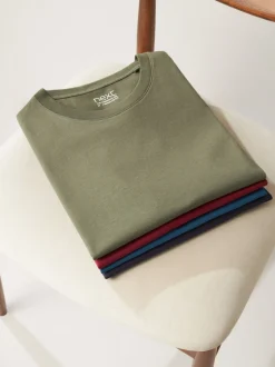 Marineblauw/ blauwgroen/ wit/ zwart/ groen/ bordeauxrood - Normale Pasvorm - Essential katoenen T-shirts verpakking van 6