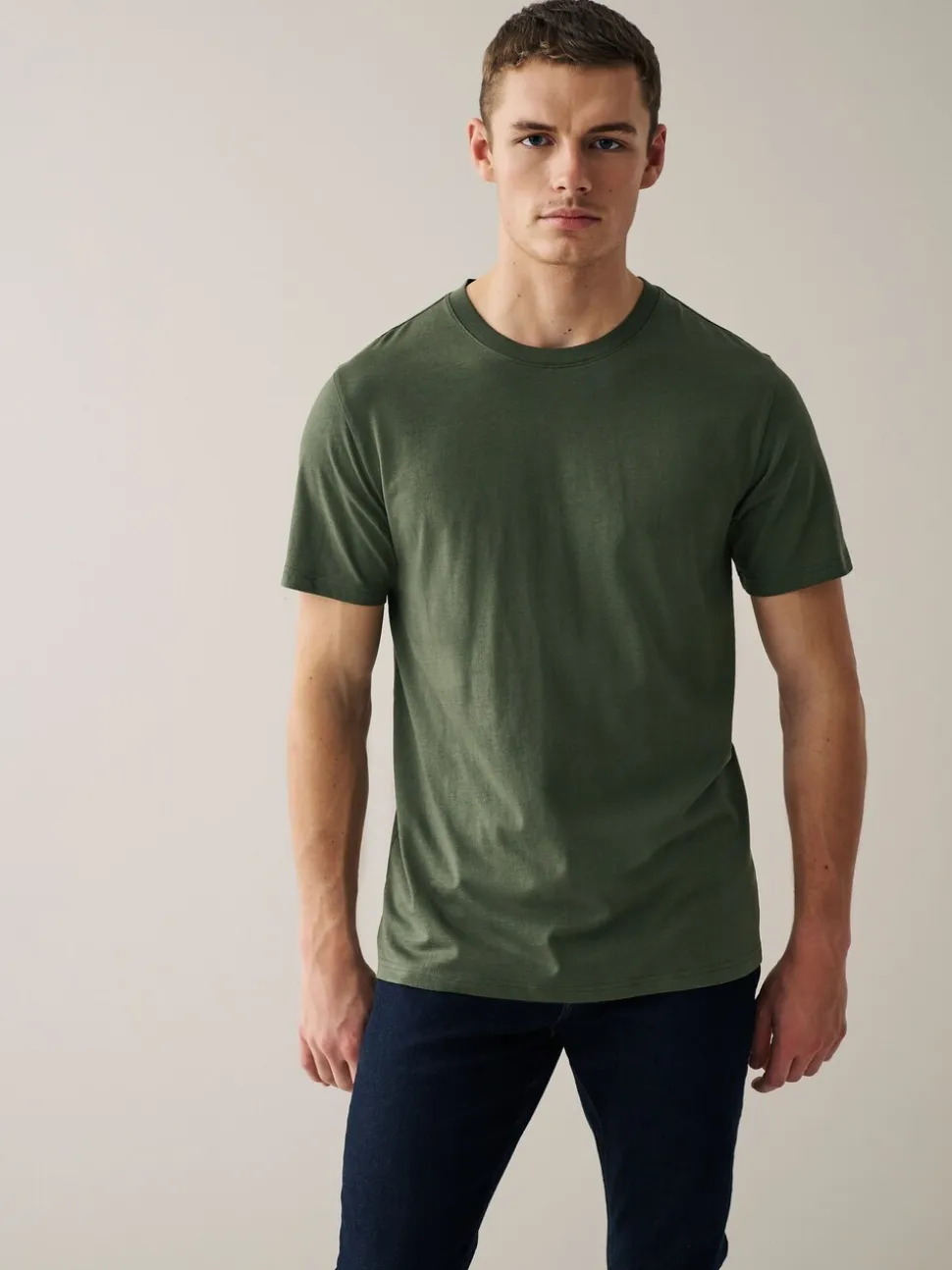 Marineblauw/ blauwgroen/ wit/ zwart/ groen/ bordeauxrood - Normale Pasvorm - Essential katoenen T-shirts verpakking van 6