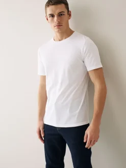 Marineblauw/ blauwgroen/ wit/ zwart/ groen/ bordeauxrood - Normale Pasvorm - Essential katoenen T-shirts verpakking van 6
