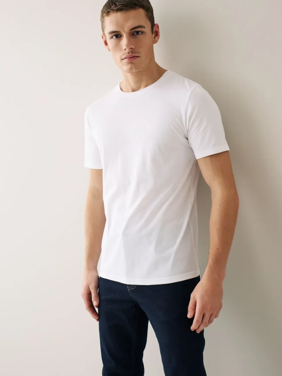 Marineblauw/ blauwgroen/ wit/ zwart/ groen/ bordeauxrood - Normale Pasvorm - Essential katoenen T-shirts verpakking van 6