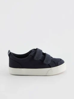 Marineblauw canvas - Sneakers met twee klittenbandjes