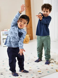 Marineblauw en kakigroen - JoJo Maman Bébé Cargo 100% Cotton Joggers 2 Pack
