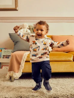 Marineblauw en kakigroen - JoJo Maman Bébé Cargo 100% Cotton Joggers 2 Pack