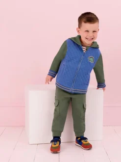 Marineblauw en kakigroen - JoJo Maman Bébé Cargo 100% Cotton Joggers 2 Pack