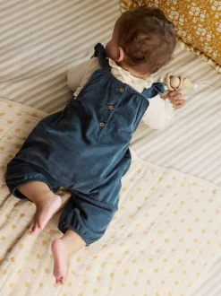 Marineblauw geborduurd - Baby Print Bodysuit met Lange mouwen en Corduroy bretelbroeken Set 2 Pieces (0mnd -2jr)