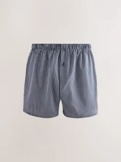 Marineblauw gemengd patroon - Verpakking van 4 - Geweven boxershorts van puur katoen