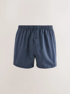 Marineblauw gemengd patroon - Verpakking van 4 - Geweven boxershorts van puur katoen
