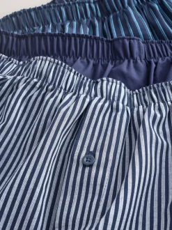 Marineblauw gemengd patroon - Verpakking van 4 - Geweven boxershorts van puur katoen