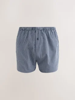 Marineblauw gemengd patroon - Verpakking van 8 - Geweven boxershorts van puur katoen