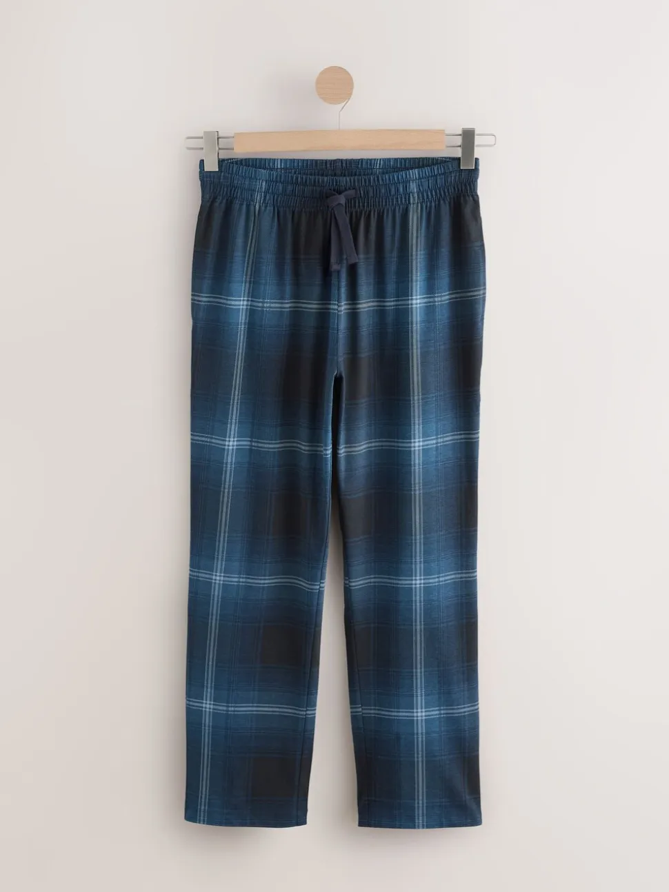 Marineblauw geruit - Jersey pyjama met korte mouwen