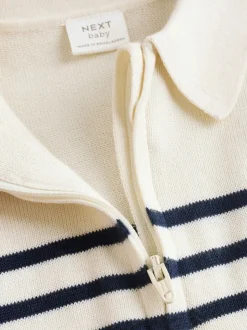 Marineblauw gestreept - Babyset van gebreide top en broek (0mnd-2jr)