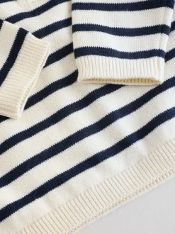 Marineblauw gestreept - Babyset van gebreide top en broek (0mnd-2jr)