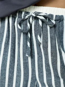 Marineblauw gestreept - Half Zip Sweatshirt and Flannel Pyjamas Set