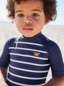 Marineblauw gestreept - Zonbeschermend onesie (3 mnd-7 jr)