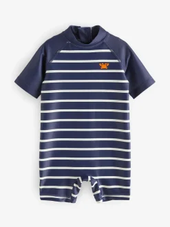 Marineblauw gestreept - Zonbeschermend onesie (3 mnd-7 jr)