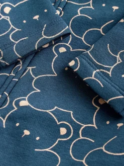 Marineblauw met berenprint - Babypyjama met fleecevoering