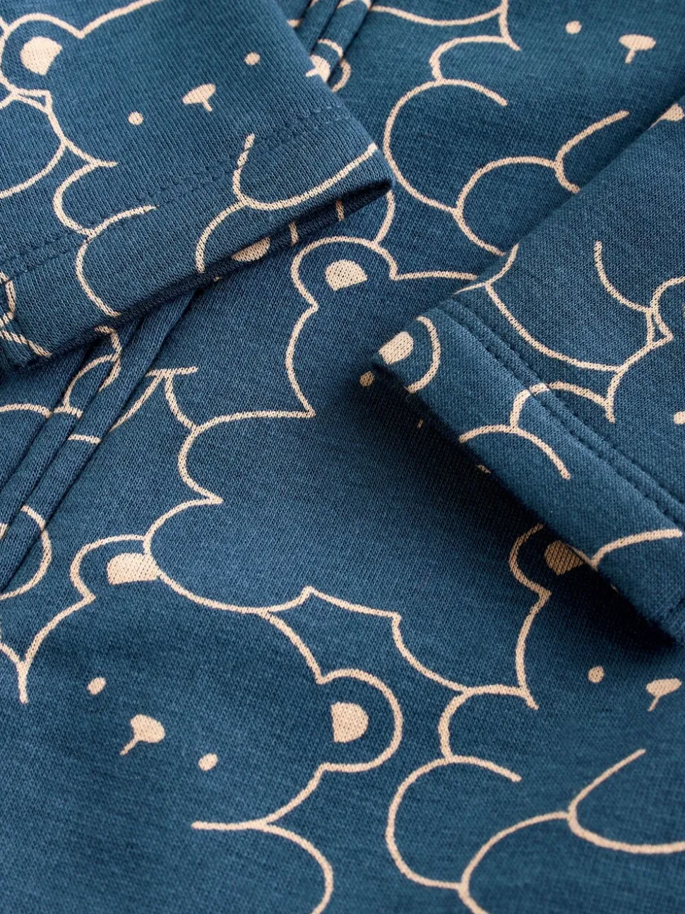 Marineblauw met berenprint - Babypyjama met fleecevoering