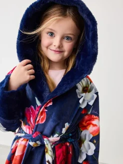 Marineblauw met bloemenprint - Baker By Ted Baker kamerjas