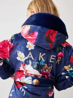 Marineblauw met bloemenprint - Baker By Ted Baker kamerjas