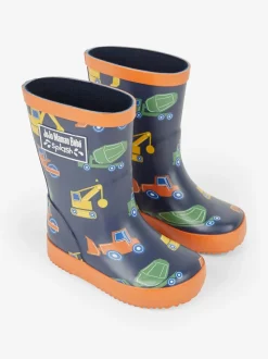 Marineblauw met bouwvoertuigen - JoJo Maman Bébé Plain Wellies