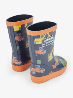 Marineblauw met bouwvoertuigen - JoJo Maman Bébé Plain Wellies