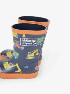 Marineblauw met bouwvoertuigen - JoJo Maman Bébé Plain Wellies