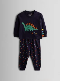 Marineblauw met dinosaurus - JoJo Maman Bébé Cosy Jersey Pyjamas