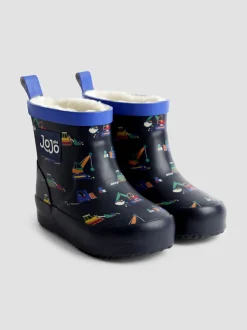Marineblauw met graafmachine - JoJo Maman Bébé Short Cosy Lined Wellie Boot