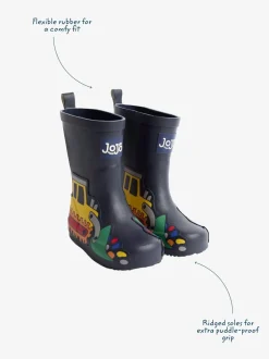 Marineblauw met graafmachine - JoJo Maman Bébé Plain Wellies